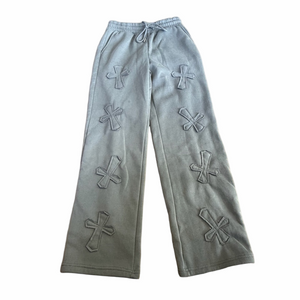 Sugar Kiss Men’s Gray Sweatpants with Cross Appliques